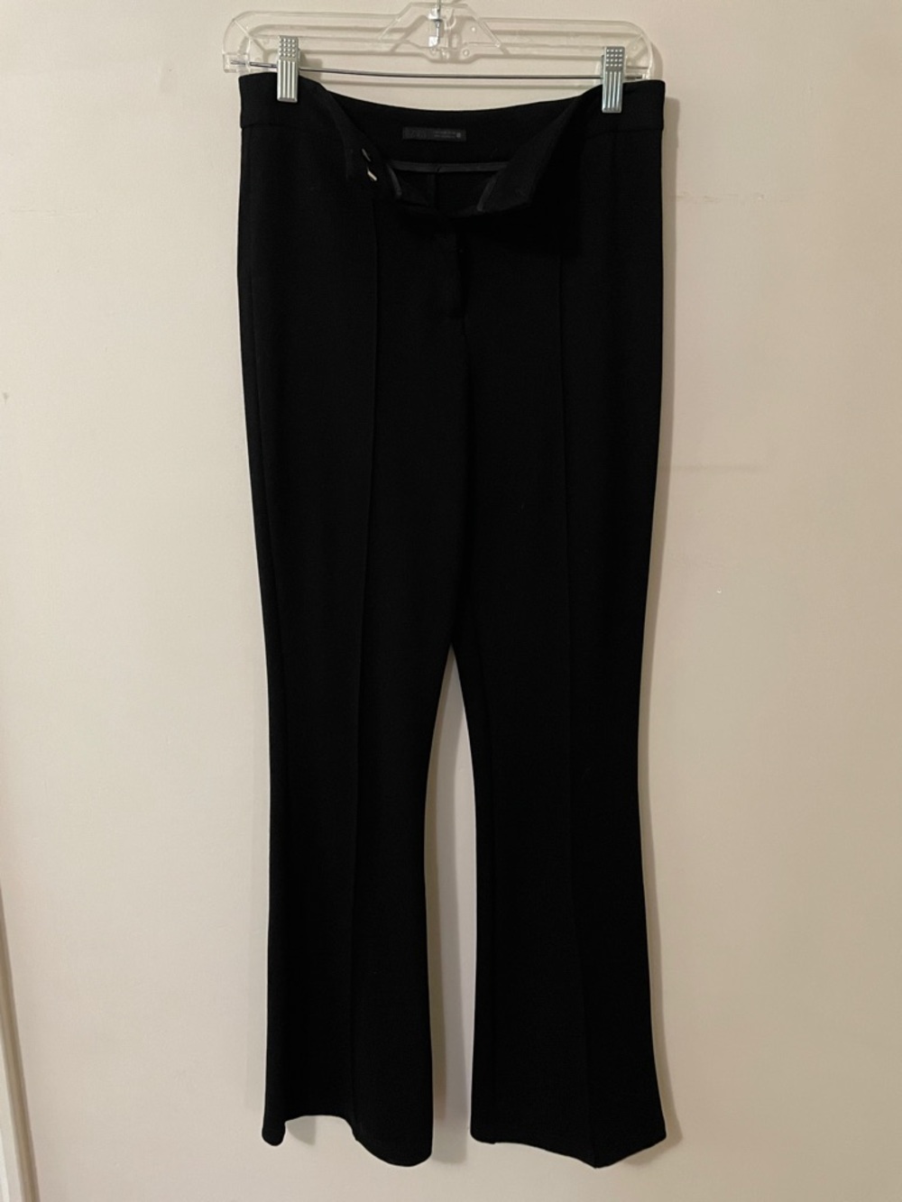 Zara High Waisted Black Flared Tailored Pants with Front Seams